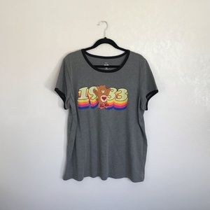 Grey Care Bears 1983 ringer tee shirt